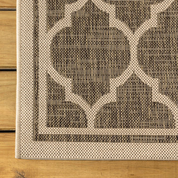 Trebol Moroccan Trellis Textured Weave Indoor/outdoor Round Rug